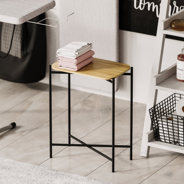 Hanah Home SHB-003 Mesa de Centro Moderna, Madera y Metal, 40x56x26 cm, Negra y Natural